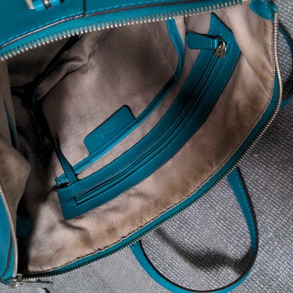 Michael Kors Charlotte Jet Set Teal Saffiano Leather Purse Peacock Seafoam - Picture 9 of 9